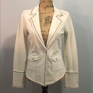 Calvin Klein Cream Blazer Style Cotton Jacket Med